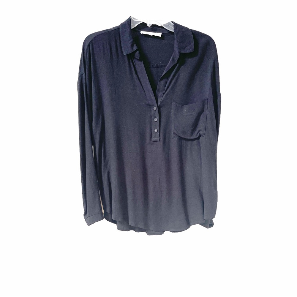 Lush Top Black V-Neck Popover Black Size Medium